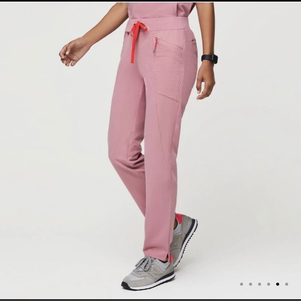 Figs Limited Edition Chalk Pink Pants with Red Drawstring